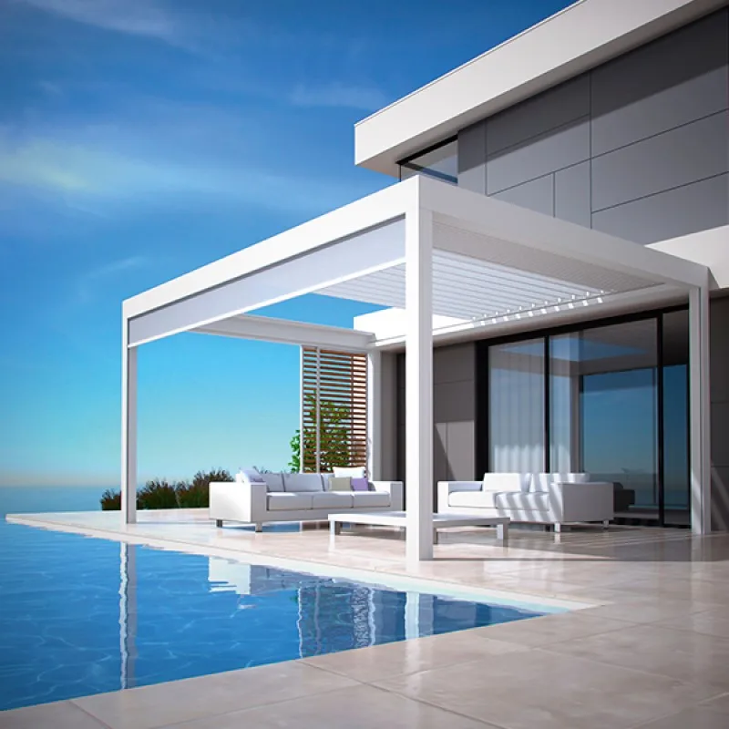 

Outdoor Garden Luxurious Manufacturing Economic Canopy Backyard Shutter Roof Pergola With LED Lights