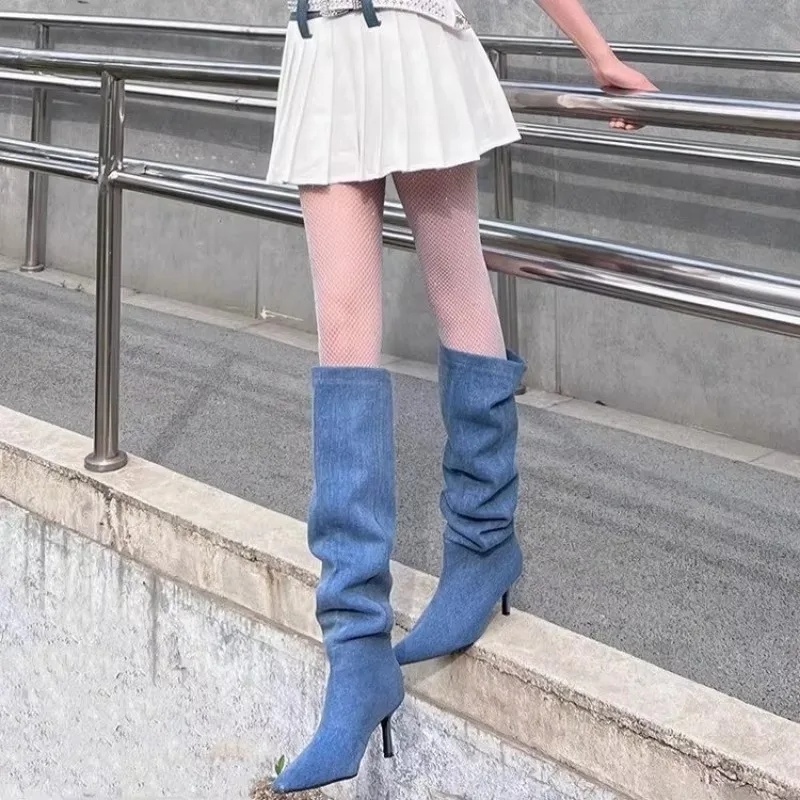 Новинка 2024 женская обувь женские сапоги до колена элегантные современные