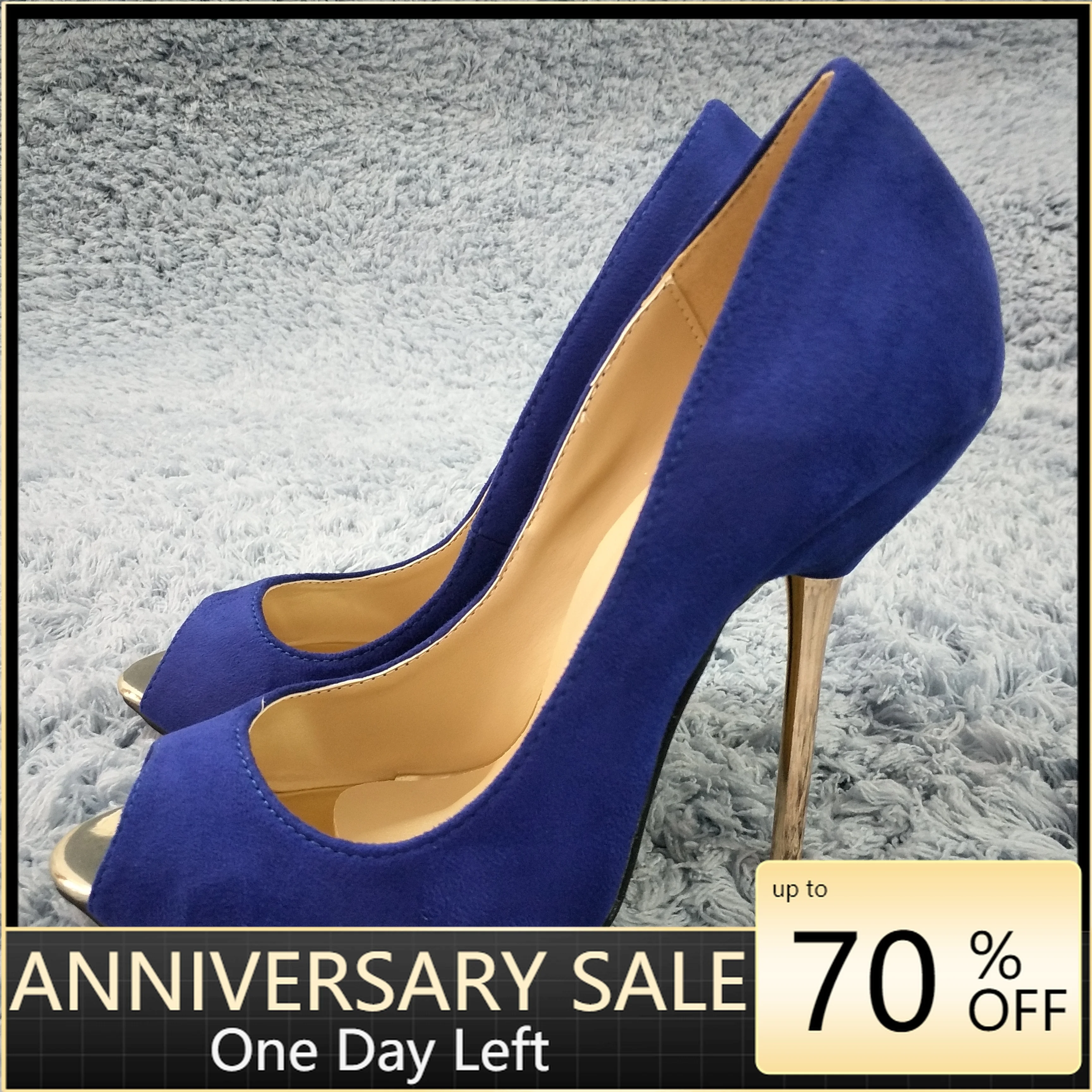 

Women Stiletto Thin Iron High Heel Pumps Sexy Peep Toe Blue Suede Fashion Party Bridal Ball Office Lady Shoes 3845-a10