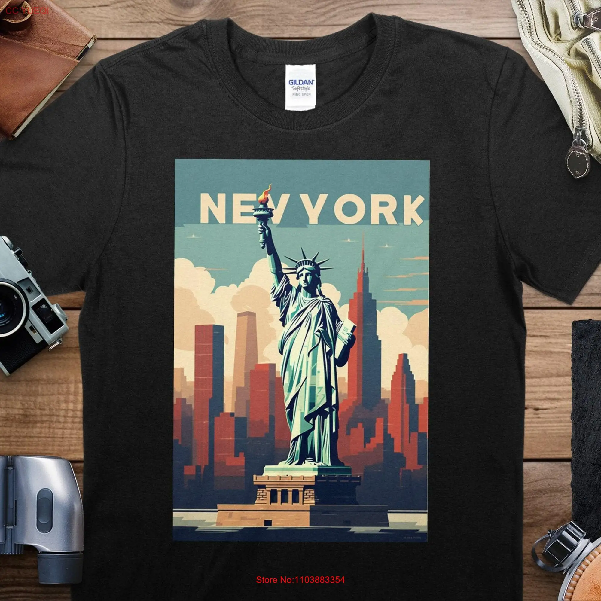 Винтажная футболка Нью-Йорк 2 с длинным или коротким рукавом для путешествий