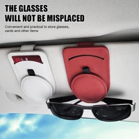 universal car sun visor glasses holder leather eyeglasses clip magnetic flip sunglasses card holder fastener interior organizer