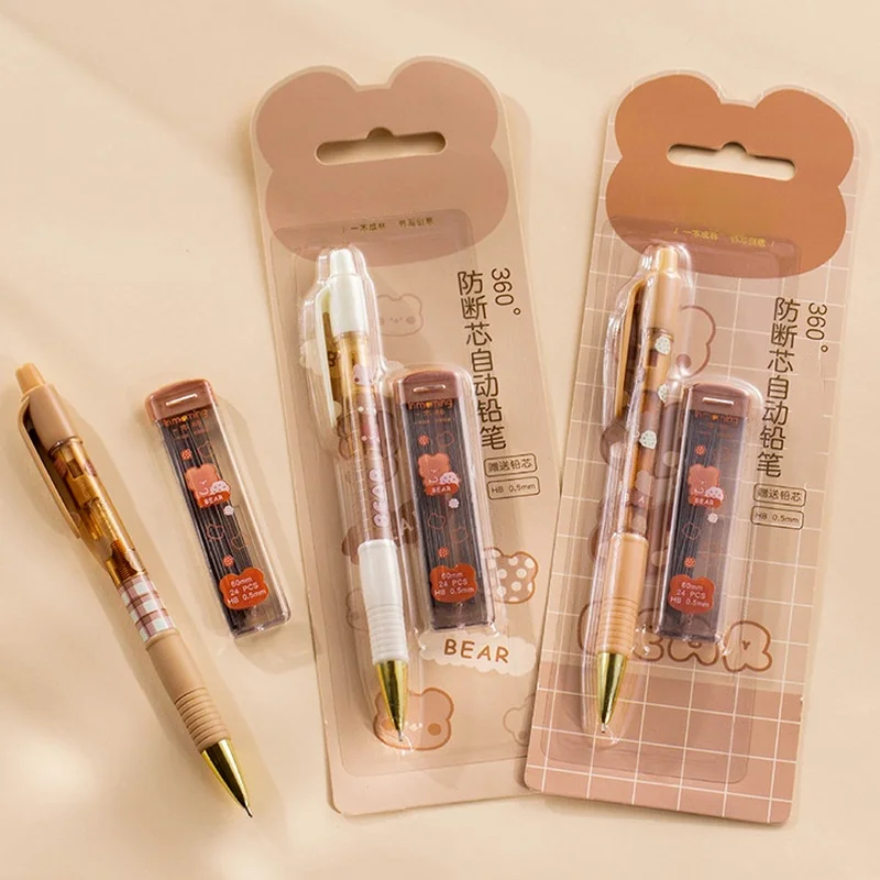 

Kawaii Animal Little bear Mechanical Pencil 0.5mm Refills Automatic Pencils Cute Stationery Set Office School Supplies kids gift
