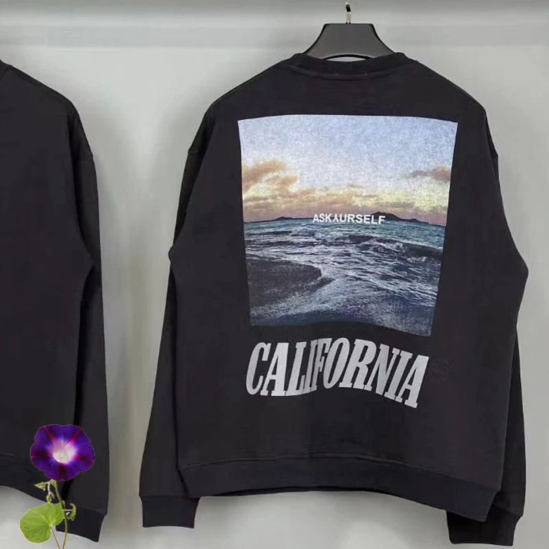 

23SS New High Quality Askyurself Hoodies Ocean Print Simple Fashion Streetwear ASK Sweatshirts Pullovers