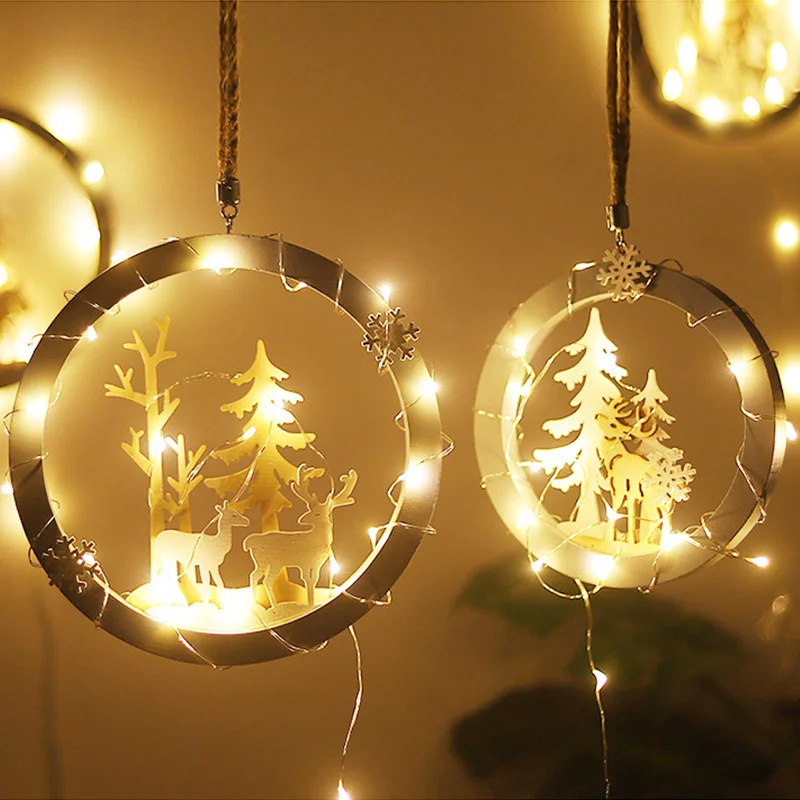 

Деревянные светодиодные светильники, украшения для рождественской елки, подвеска, Рождественское украшение для дома, новогодний и Рождест...