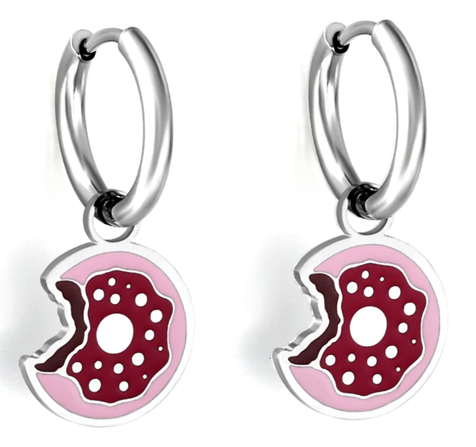 

Круглые серьги-кольца с цветным пончиком для женщин и детей, модные ювелирные украшения для пирсинга, милые корейские украшения, 2 шт.