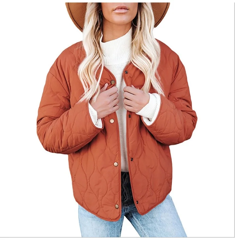 2021 Long-sleeved Quilted Padded Jacket Casual Solid Color Short Parka Coat Coat Jacket Women's Winter Women's Fashion Jacket