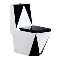 Colored Square Black Bathroom Ceramic Washdown One Piece WC p-trap/s-trap Toilet bowl