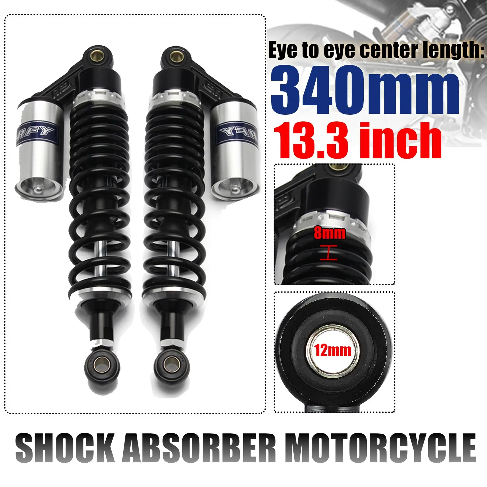 

340mm Air Shock Absorber Motorcycle Gas Suspension For Motor Bike Motorcross ATV Gokart VTT Dirt Bike Motorcycle Accessories