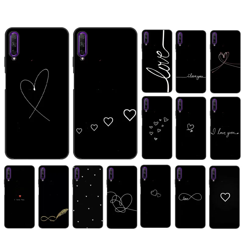 

Black Simple Lines Love Heart Phone Case for Huawei P50 Pro P30 P40 Lite P40Pro P20 lite P10 Plus Mate 20 Pro Mate20 X