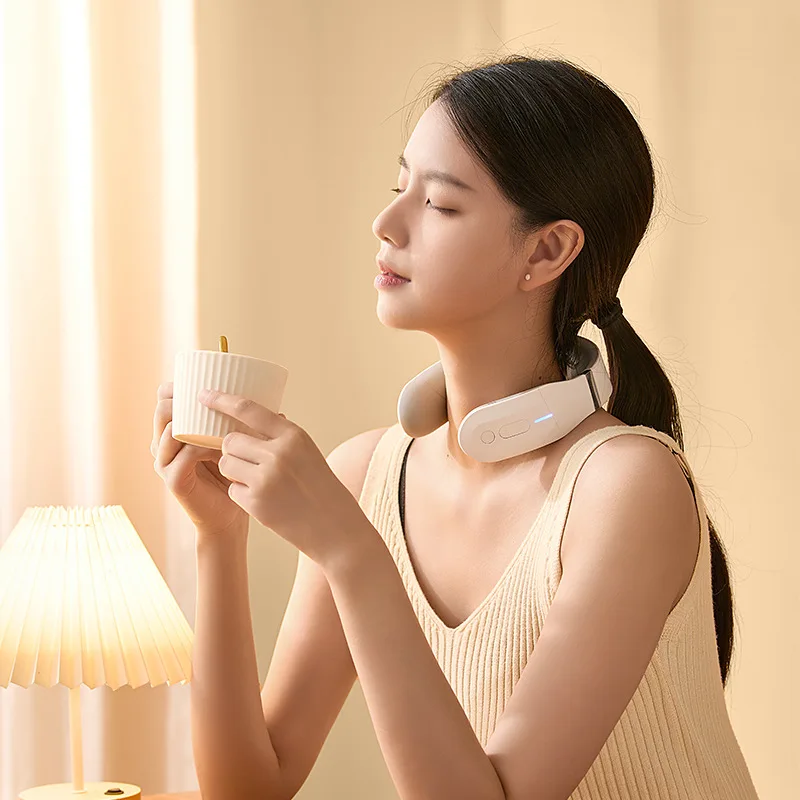 

Cordless Portable Electric Neck Cervical Vibration Pulse Massager Relaxation Hot Compress Heads Muscle Pain Relief Health Care