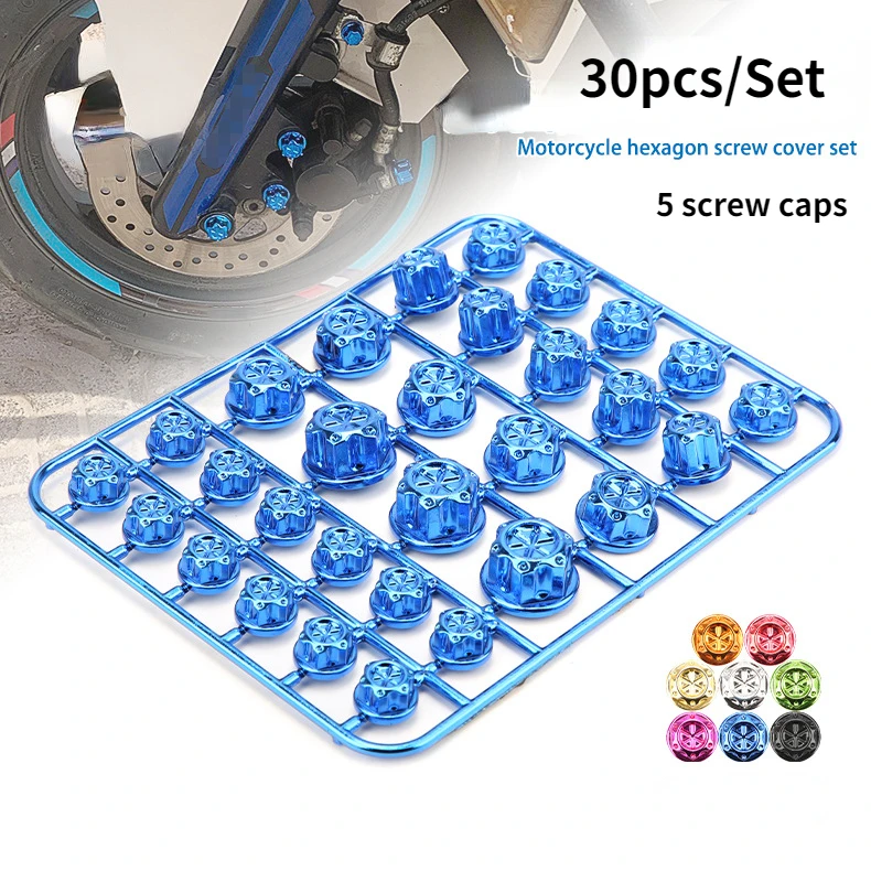 

30PCS/Set Motorcycle Screw Cap Cover Head Body Decorative Engine Nut Bolt Caps for Yamaha Kawasaki Honda Car Bicycle Screws