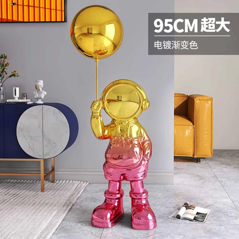 

95CM Large Size Plated Astronaut Floor Decor Statue Living Room Crafts Sculpture Resin Figurines Modern Nordic Home Decoration
