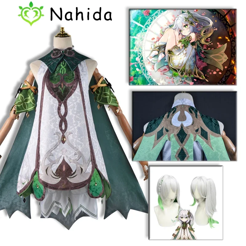 

Genshin Impact Nahida Cosplay Costume Halloween Party Uniform Wig Sumeru Anime Carnival Outfits Girls Lesser Lord Kusanali Cos