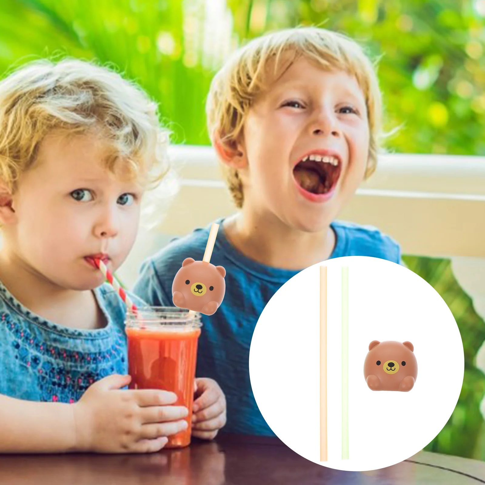 

1 Set Children Vocal Straws Lovely Animal Sound Effects Bear Shaped Straw