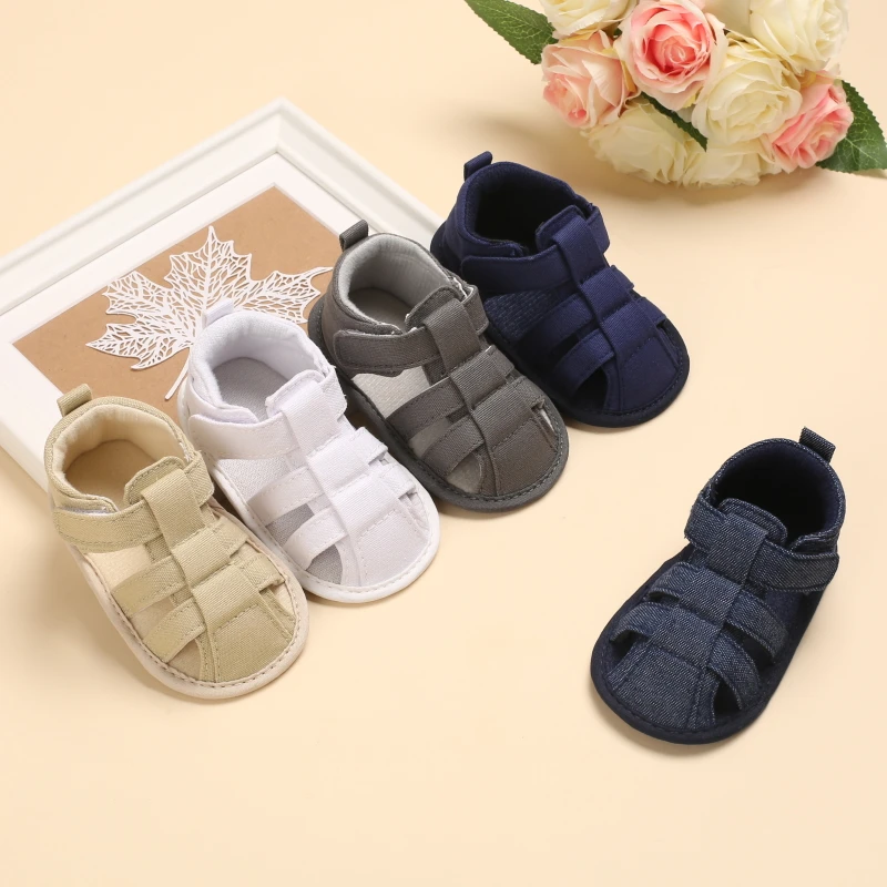 

Newborn Classic Boys And Girls Baby Shoes Canvas Soft Soles First Walking Shoes Breathable Sandals Flat Summer Casual Beach Shoe