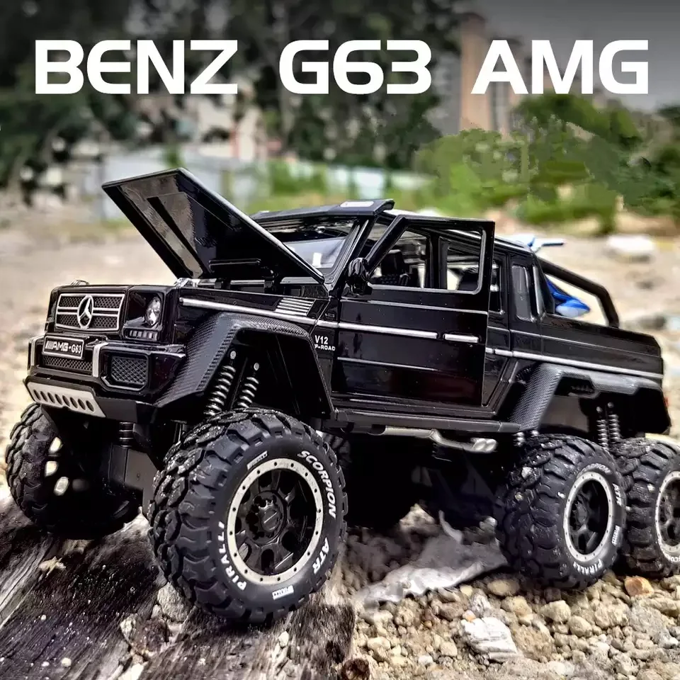 

1:28 Benzs G63 6*6 для больших шин сплав Off-модель дорожного транспортного средства литая металлическая большая шина детский джип имитация игрушеч...