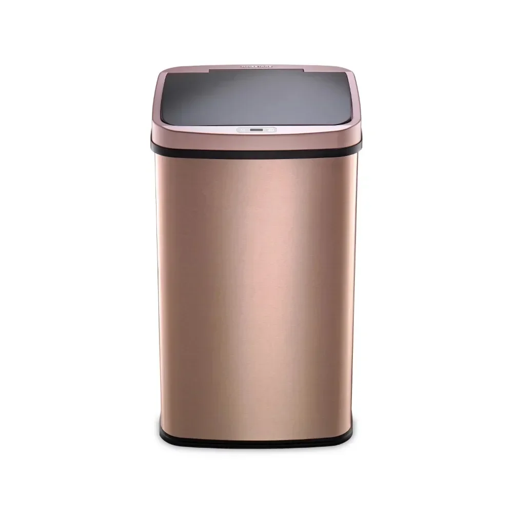 

Nine Stars Motion Sensor Rectangular Kitchen Garbage Can, Gold Stainless Steel, 13.2 gal