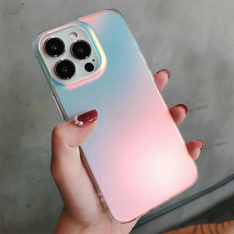 

Laser Gradient Colorful Phone Case For Iphone 14 13 12 11 X XS XR Pro Max Aurora Frosted Soft Back Cover Fashion Fundas