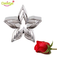 4pcsset roses calyx flower cake decorating molds stainless steel biscuit fondant cookie cutter wedding baking tools