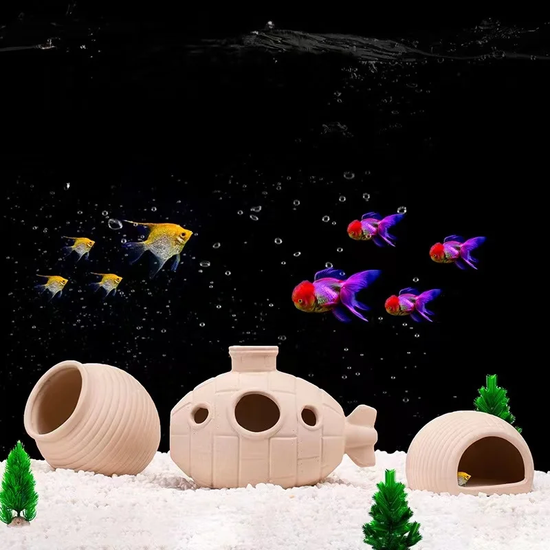 Fish Tank Aquascape Breeding Jar Aquarium Decorative Ceramic Jar Fish And Shrimp Alien Hiding House Spawning Breeding Pottery