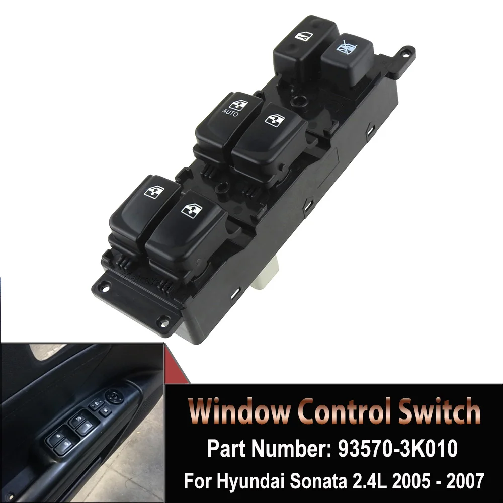 

Front Left Electric Power Master Window Control Switch For Hyundai Sonata 2005-2007 Sonata NF 2007 OEM#93570-3K010 935703K010