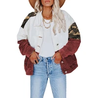 autumn and winter new camouflage print color blocking jacket womens european and american loose lapel single breasted cardigan