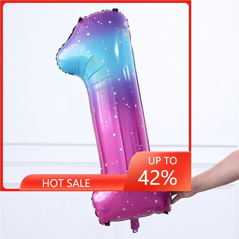

40inch 0 1 2 3 4 5 6 7 8 9 Pink Blue Dot Star Number Foil Balloons Birthday Party Decor Children's Toy Baby Shower Helium Globos