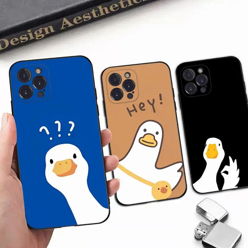 

Cartoon Doubt Duck Phone Case For iPhone 14 11 12 13 Mini Pro Max 8 7 6 6S Plus X SE 2020 XR XS Funda Case