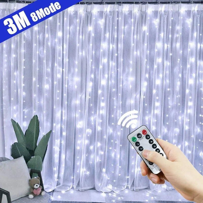 

СВЕТОДИОДНАЯ Гирлянда-занавес в виде сосулек, сказочные Рождественские огни, гирлянда на Рождество, Новый Год, свадьбу, украшение для дома, комнаты, внутреннего дворика