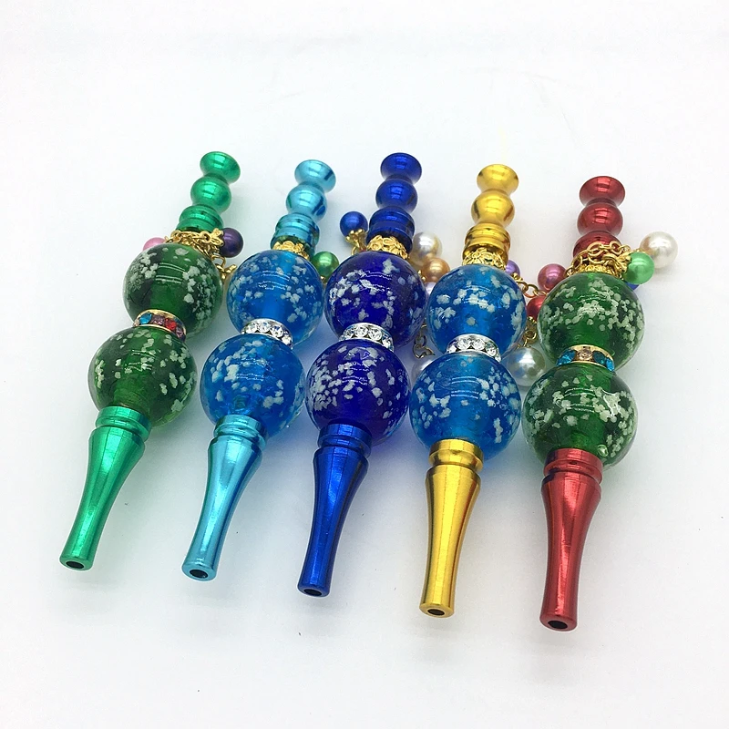 

Luminous chicha Hookah Mouthpiece Alloy Shisha Hookah Mouth Tips Handmade Inlaid Diamond Decoration Chicha Filter Tip Mouthpiece