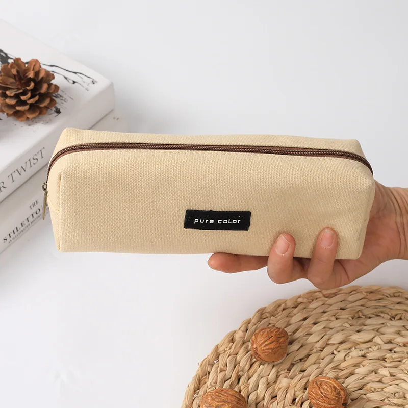 

Simple Canvas Pen Bag Three -dimensional Large -capacity Elementary and Middle School Student Stationery Bag PU Long