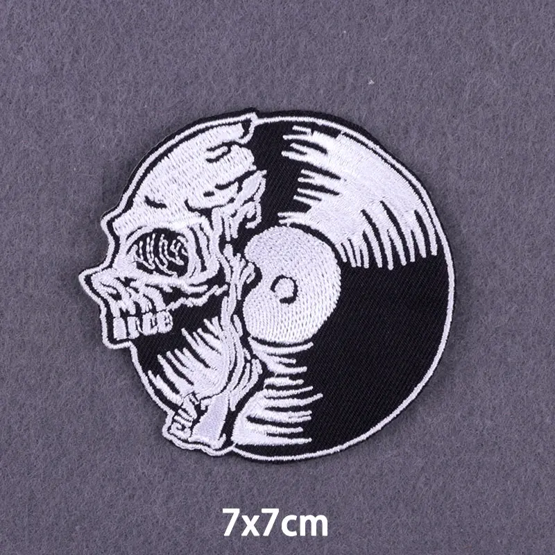 Патч с черепом в стиле панк вышитые патчи на одежду страшные технические для