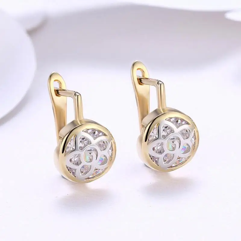 

Crystal Earrings Creative Geometric Flower Stud Earrings For Women Earing Jewelry Earring Gold Color Earings Kolczyki