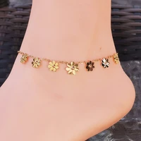 leeker fashion gold color stainless steel anklets bells heart flowers female beach accessoires beach summer jewelry 022 lk2