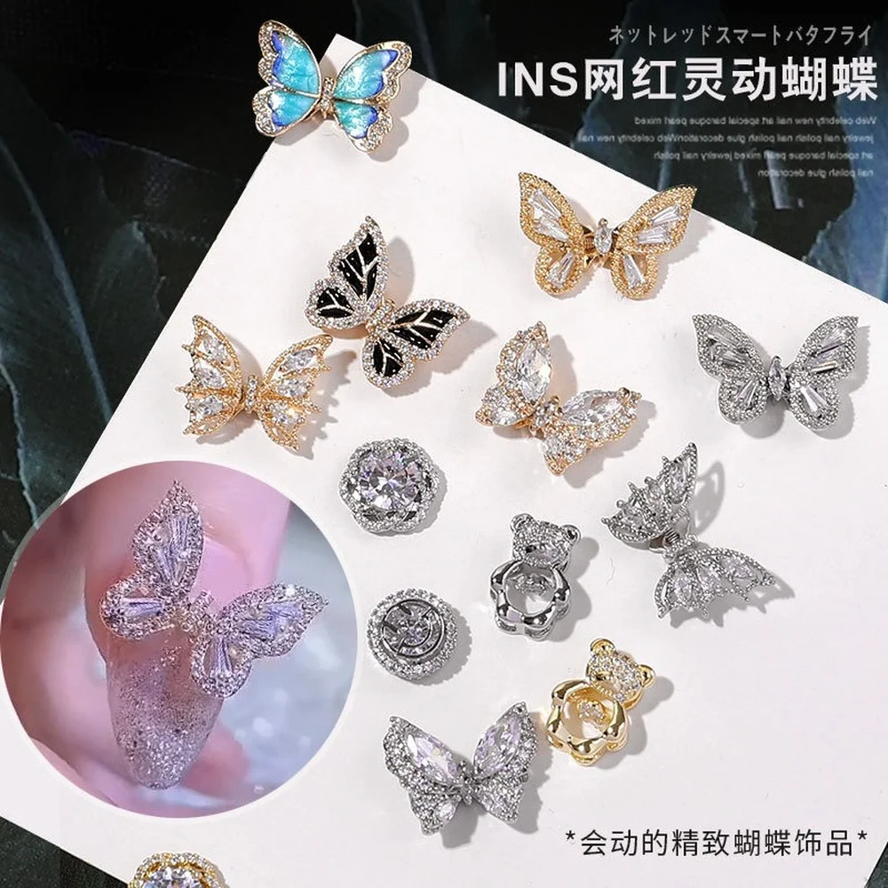 

3D Colorful Butterfly Nails Jewelry DIY Resin Manicure Decals Nail Art Decorations Accessories 2021 New
