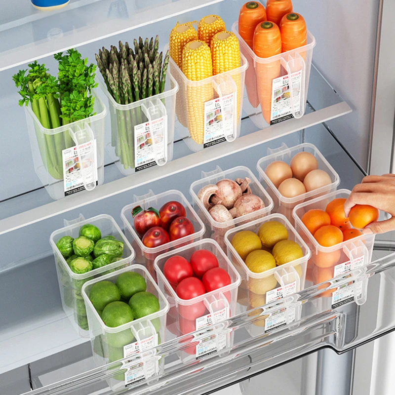 

1pc Refrigerator Clear Storage Box Fridge Side Door Food Fresh Boxes Bins With Handle For Fruit Vegetable Home Kitchen Organizer