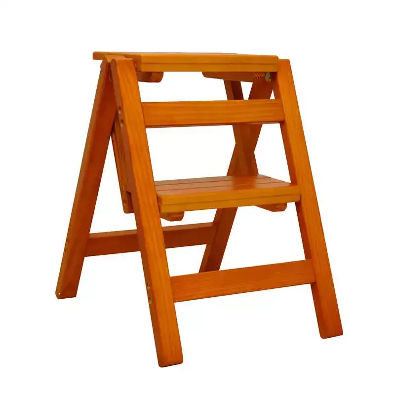 

China Household Multi-functional Solid Wooden Platform Ladder Fordable Small Portable Folding Step Stool Storage