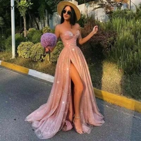 sparkly tulle elegant evening dress a line sweetheart sexy high split women formal party gown prom dress 2022 robes de soir%c3%a9e