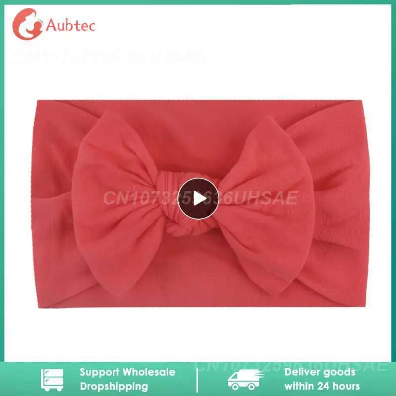 

1~10PCS Super Soft Nylon Bow Baby Headband Solid Color Wide Turban Elastic Hairbands Turban Headwraps Fashion Hair Accessories