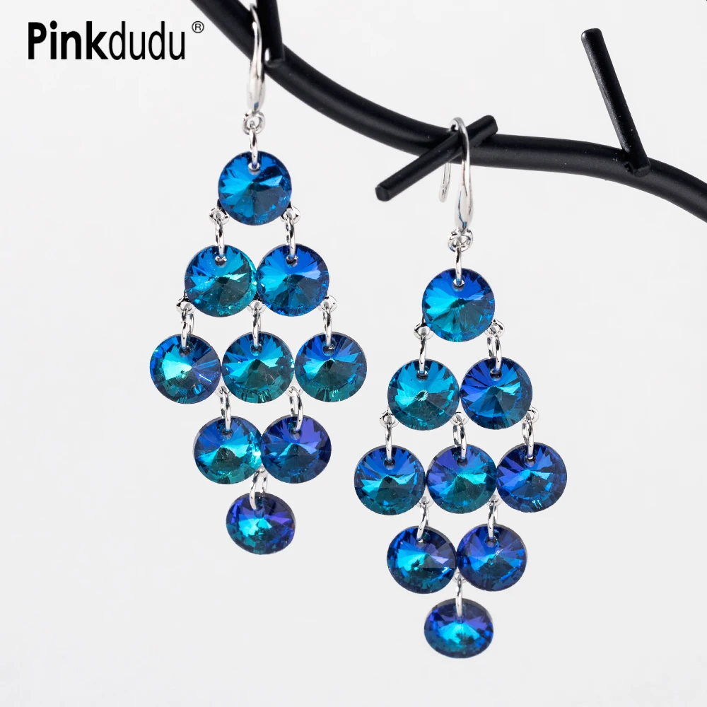 

Pinkdudu 2 Color Long String Zircon Drop Earrings Elegant Grape Shape Office Party Dangle Earrings for Women Jewelry Gifts PD915