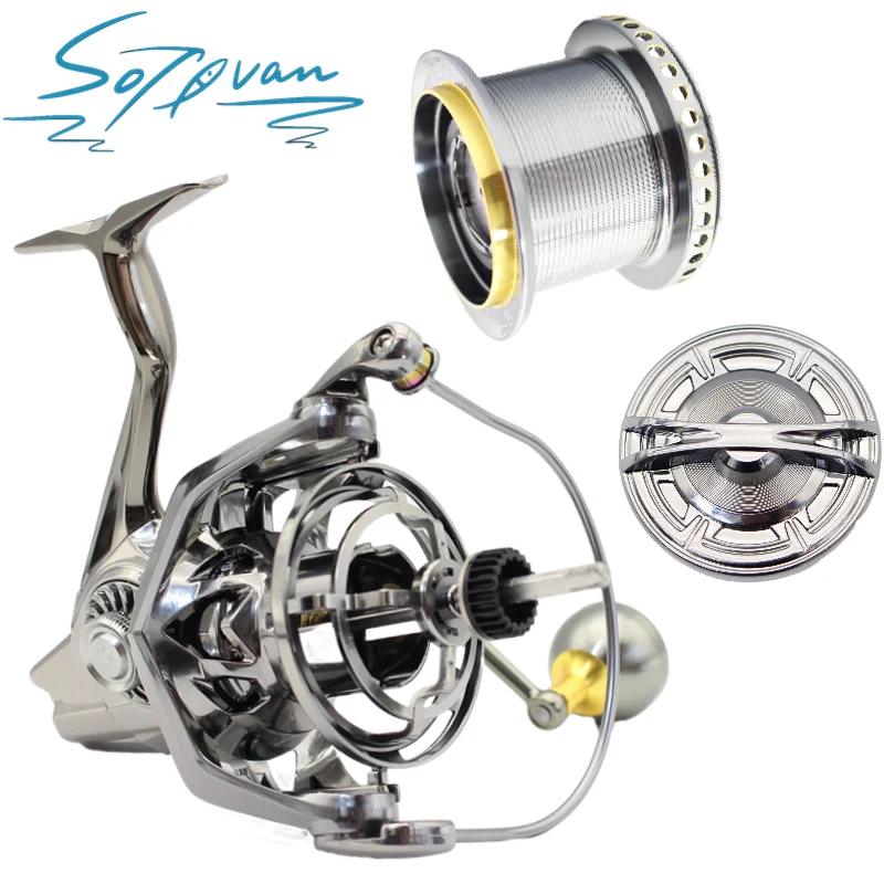 

SOLIVAN Spinning Reel 4.8:1 High Speed Aluminum Big coil 11+1BB Ball Bearing Casting for Saltwater or Freshwater Wheel