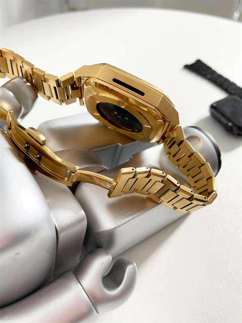 Metal Modification Set for Apple Wacth 7 45mm 316L Stainless Steel Strap Case for iWatch 6 SE 5 4 3 2 1 44mm Watch Band Kit