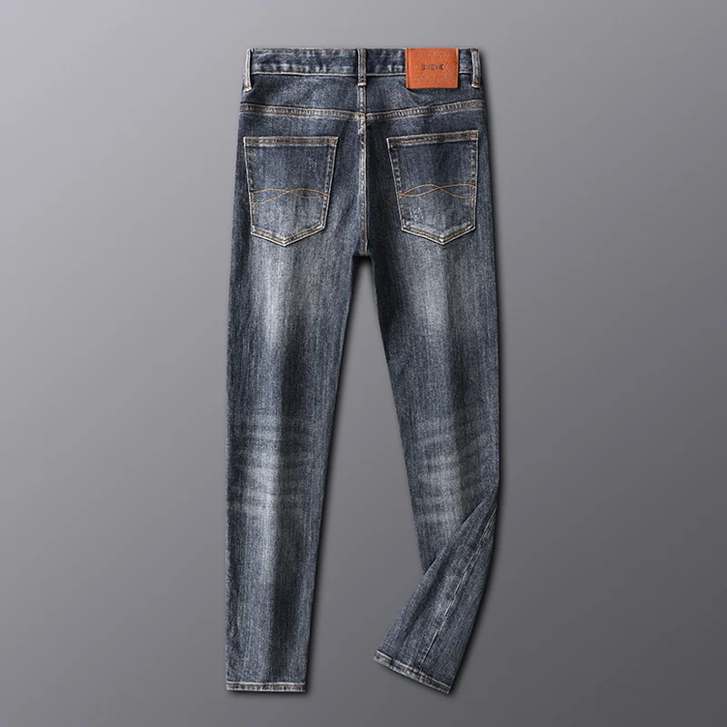 Newly Designer Fashion Men Jeans High Quality Vintage Blue Elastic Slim Fit Retro Jeans Men Trousers Classical Denim Pants Homme