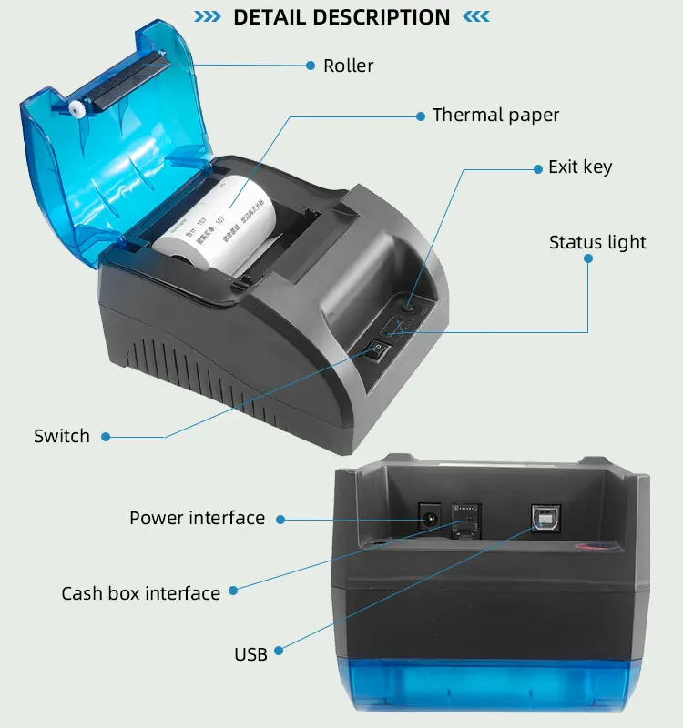 Фото Usb Bluetooth термопринтер штрих-кодов с принтеромНастройка 58 мм Android Pos система термопринтер беспроводной №4