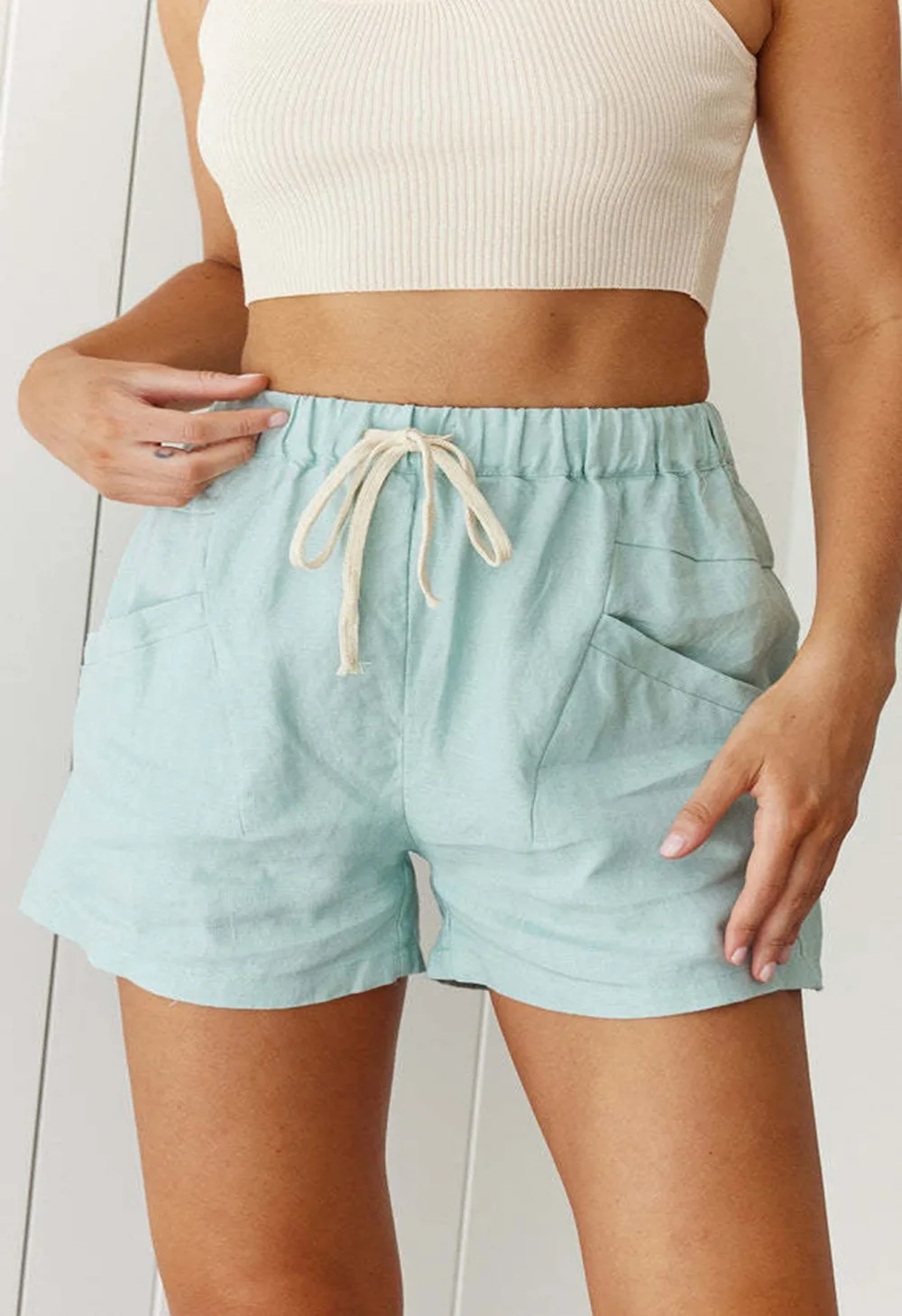 Women's Casual Shorts Summer New High Waisted Lace Up Sports Pants