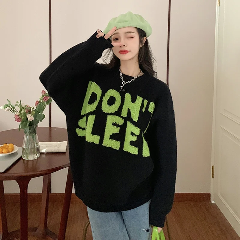 

Black Pullover Women's Fall/winter Loose Wear Outside 2021 New Design Niche Retro Japanese Lazy Style