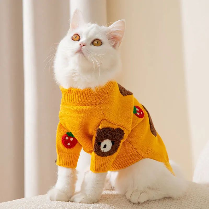 

Pet Autumn and Winter New Cat Sweater Blue Cat Kitten Anti Shedding Two Legs Small Dog Warm Knitwear Pet Clothing Supplies