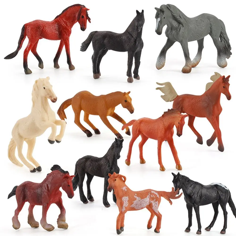 

12 Styles Horse Animal Models Action Figure Mini Desktop Ornaments Educational Collection Toys Gifts Figures