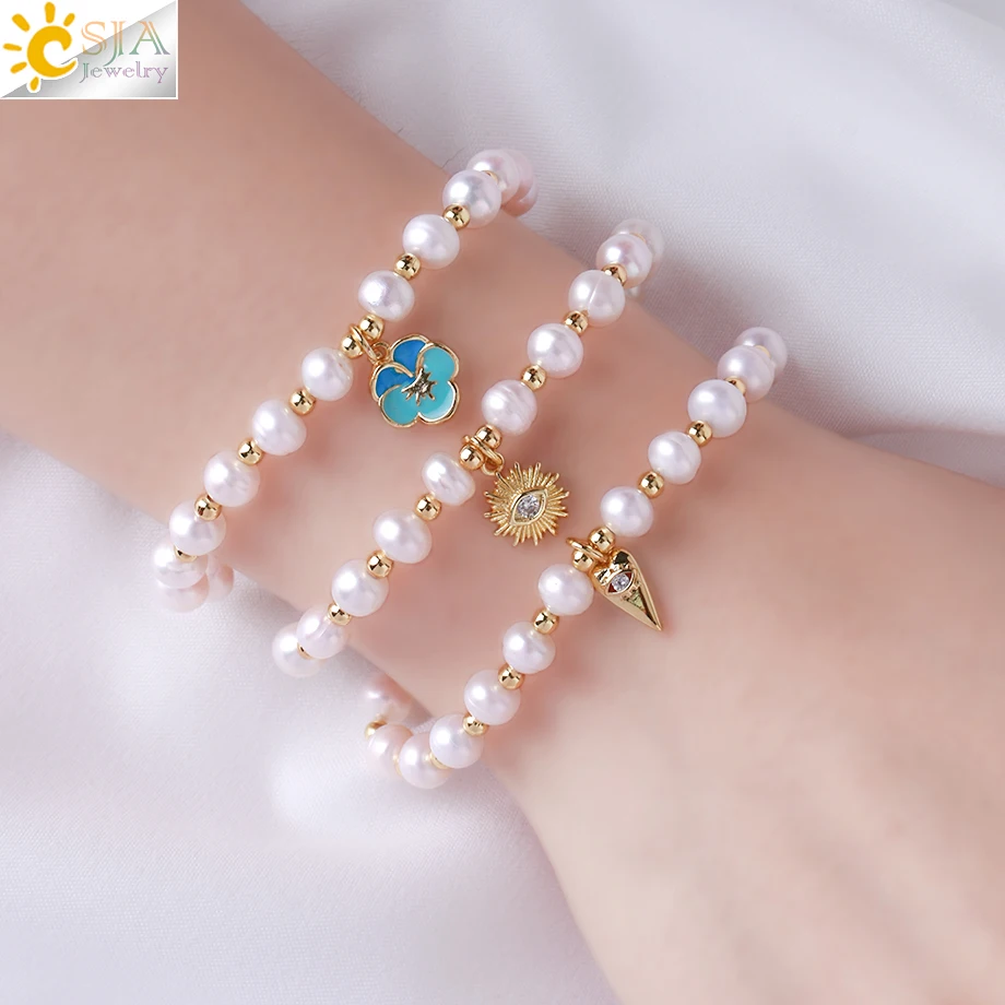 

Женский браслет-Шарм CSJA, маленькое Ювелирное Украшение золотого цвета, подарок на день рождения, S942