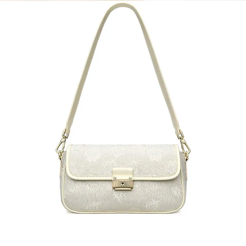 Oblique small bag female 2023 new qp100 fashion women's bag shoulder bag Chinese style white collar small square bag